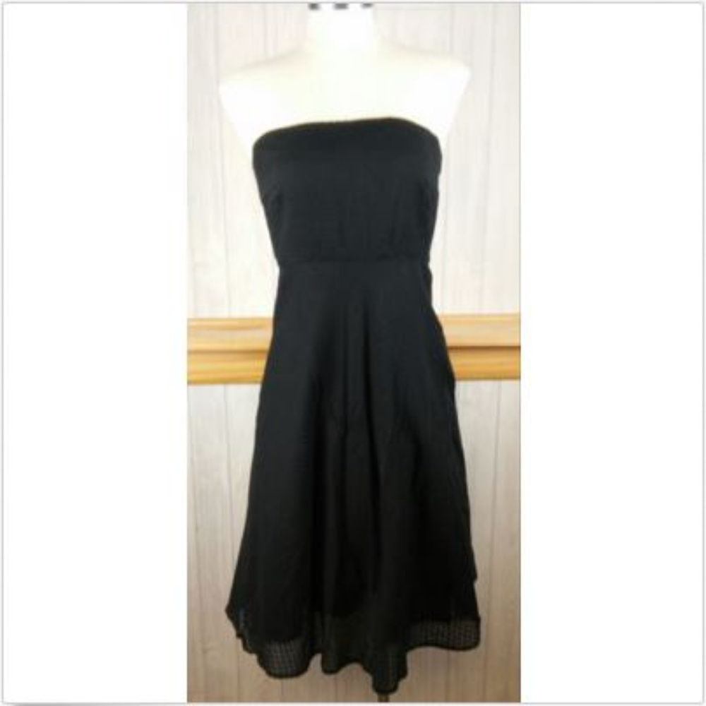 🖤J.Crew Black Swiss Dot Strapless Picnic Dress Netting Cotton Size 2 - Picture 8 of 8